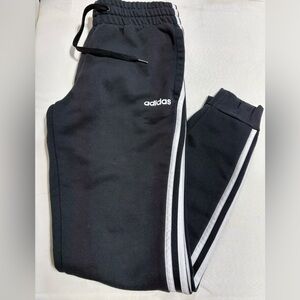 Adidas Kids Black Joggers with White Stripes